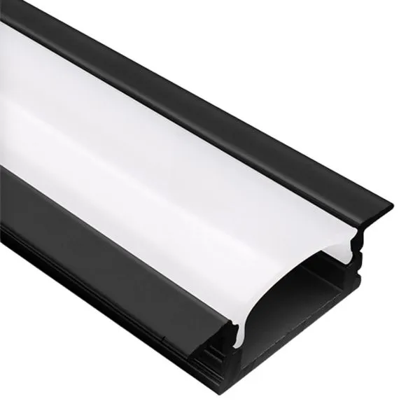 Perfil de Embutir 26mm em Alumínio Fita de LED com 2 Metros Itamonte Perfil de Embutir 26x7mm em Alumínio Preto com 2 Metros