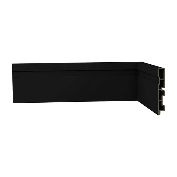 Rodapé PVC Super Frisado WPC Smart R3 Ecovale Rodapé Super WPC Smart R3 Preto Frisado 10,5X240cm