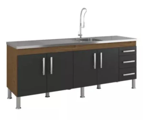 Gabinete para Cozinha Flex 194x80x52cm MDF MGM Móveis Gabinete para Cozinha Flex 194x80x52cm MDF Amêndoa/Titanium