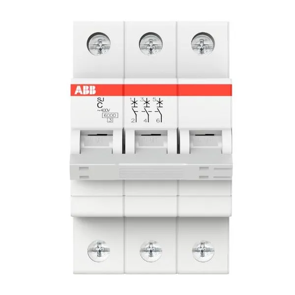 Mini Disjuntor Tripolar 50A SJ200 Curva C ABB Mini Disjuntor Tripolar 50A Curva C 3KA SJ200 ABB