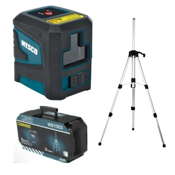 Combo Nível a Laser Verde 15m e Tripé WS8915K+WS9972 Wesco Combo nível a laser Verde 15 Metros e Tripé WS8915K+WS9972 Wesco