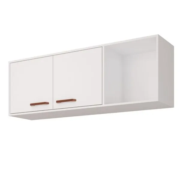 Armário Aéreo para Cozinha Silm 113x40x30cm MDF MGM Móveis Armário Aéreo para Cozinha Silm 113x40x30cm MDF Branco