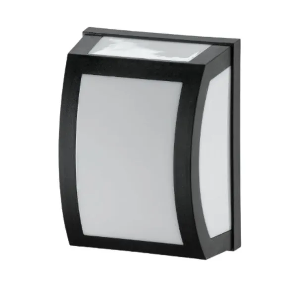 Arandela Oval de Plástico com Lente para 1 Lâmpada E27 Dital Arandela Oval Plástico Preta com Lente Leitosa para 1 Lâmpada E27