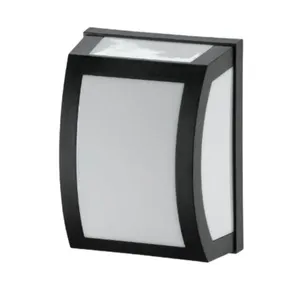 Arandela Oval de Plástico com Lente para 1 Lâmpada E27 Dital Arandela Oval Plástico Preta com Lente Leitosa para 1 Lâmpada E27