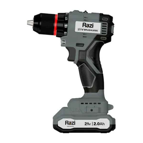 Furadeira Parafusadeira Brushless 2,0AH 21V Razi Furadeira Parafusadeira 3/8" (10mm) 21V Brushless Razi