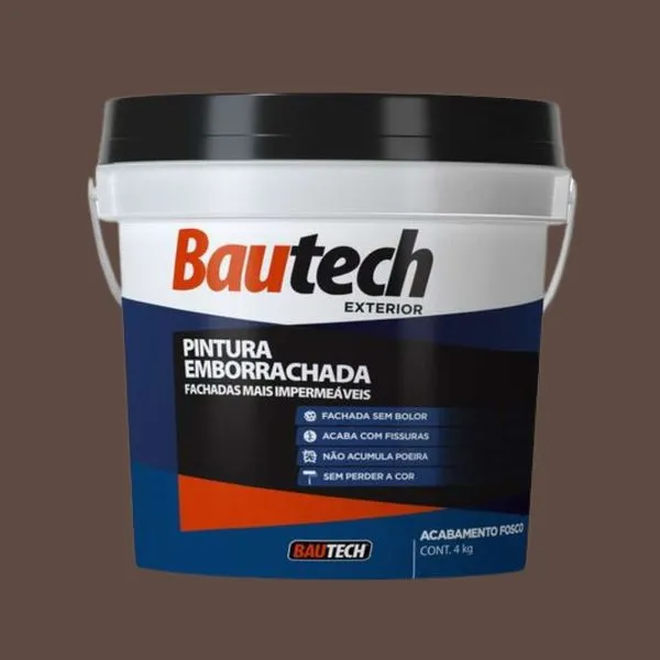 Tinta Premium Acrílica Fosco Emborrachada 4Kg Bautech Tinta Acrílica Fosco Emborrachada Marrom 4Kg Bautech