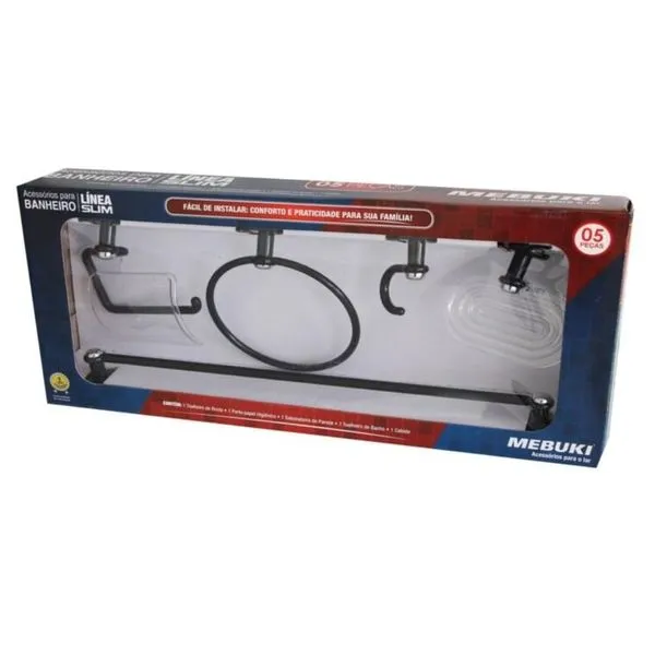 Kit Acessórios para Fixar ABS Línea Slim com 5 peças Mebuki Kit Acessórios para Fixar ABS Línea Slim com 5 peças Preto/Cromado