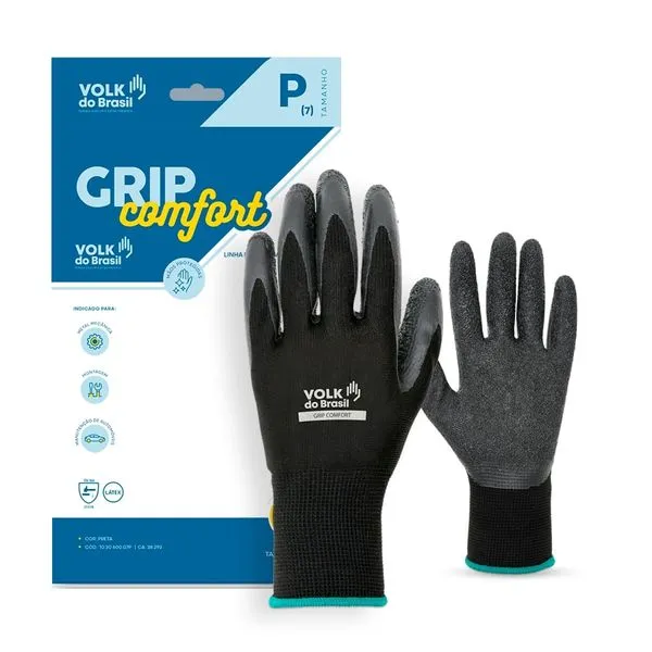 Luva Segurança Preto Grip Comfort Volk Luva Segurança Grip Comfort Preto Tam M CA38293 Volk