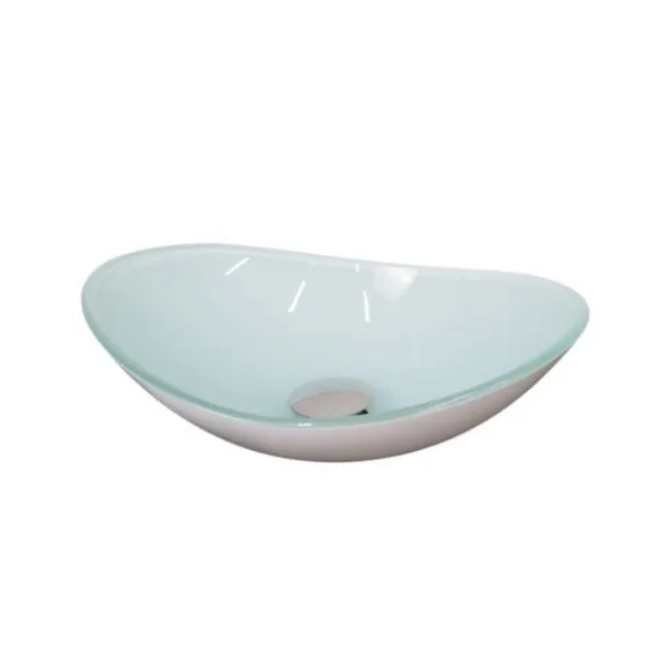 Cuba de Apoio Vidro Oval CO-38 38x30cm Vmex Cuba de Apoio Oval Branca 38cm Vidro Vmex CO-38