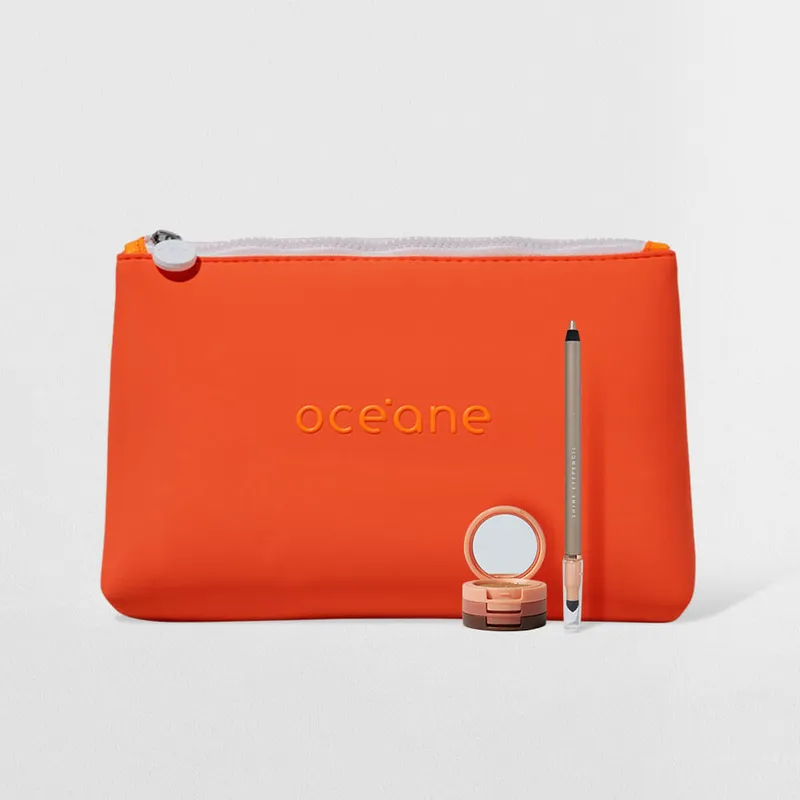 Kit Trio de Sombras Cooper Shine + Lápis para Olhos Dourado + Nécessaire Neoprene Laranja 4you (3 Produtos)