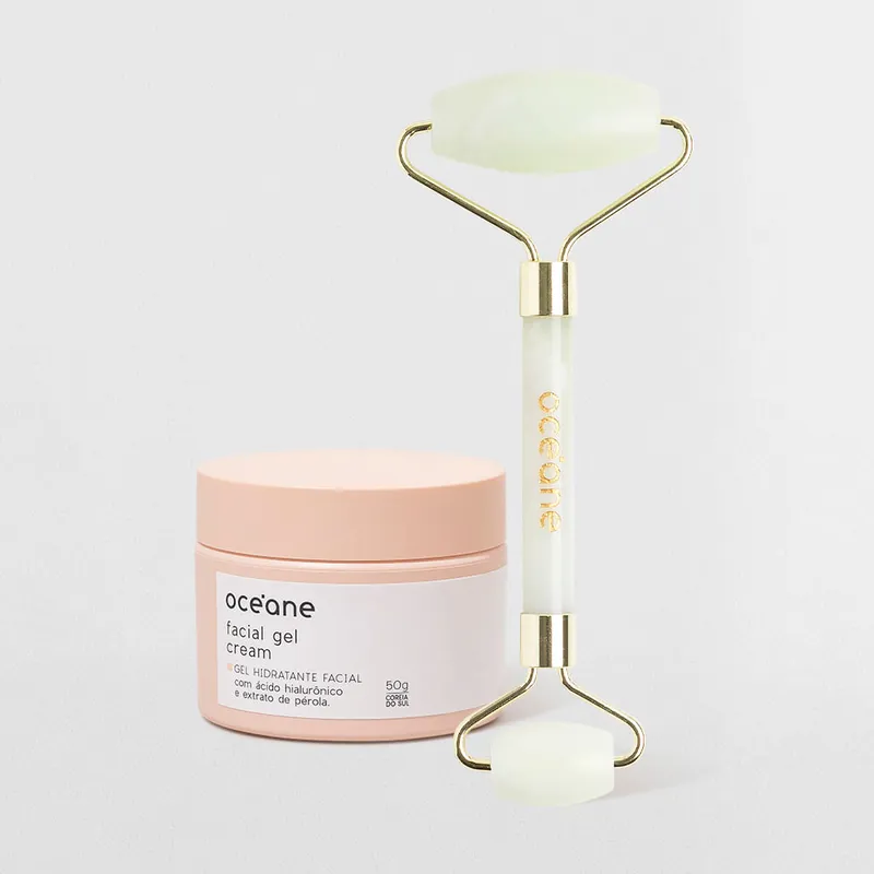 Kit Massageador Facial de Jade + Hidratante Facial (2 Produtos)