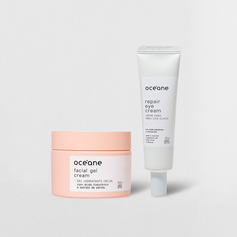 Kit Creme para Área Dos Olhos com Niacinamida + Gel Hidratante Facial com Extrato de Pérola (2 Produtos)