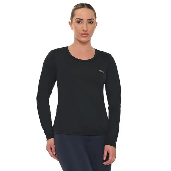 Camiseta Manga Longa Essential Olympikus Feminina G Preto
