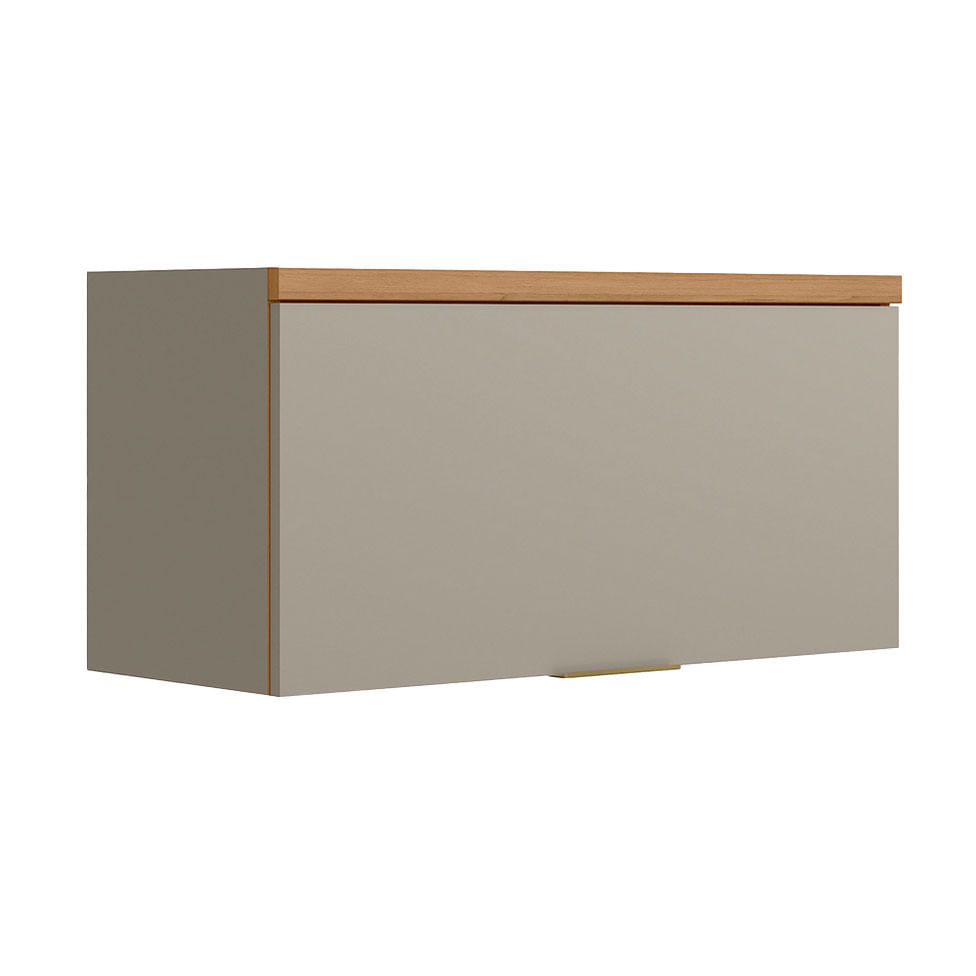 Armário Aéreo Allure para Cozinha Porta Basculante Natural e Cinza 80cm