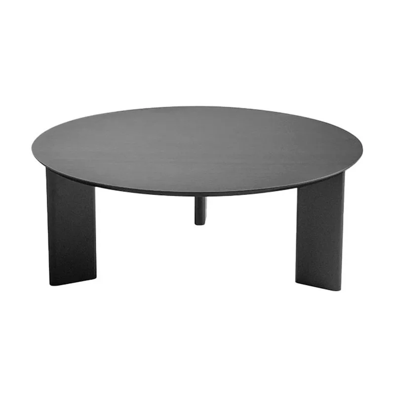 Mesa de Centro Redonda Orgânica Chanfrada Nero e Preta 80cm