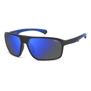 Óculos de Sol Polaroid 7058/S Masculino Retangular Acetato Preto OC POLA 7058/S 0VK 64QG SOL