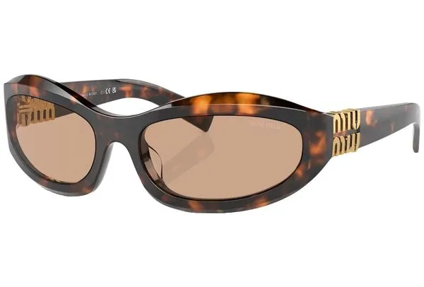 Óculos de Sol Feminino Miu Miu Oval MU 14ZS Cor Tartaruga