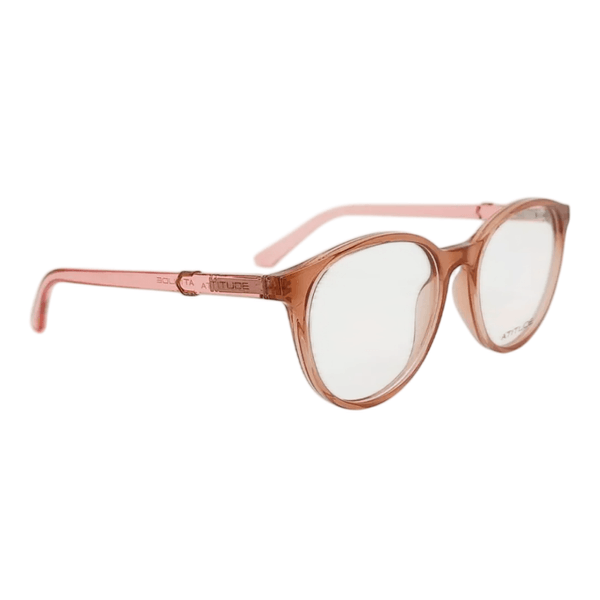 Armação de Óculos de Grau Atitude Junior ATK4006 Feminino Redondo Acetato Marrom Translúcido
