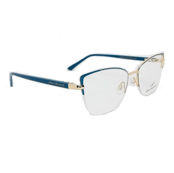 Armação de Óculos de Grau Jean Marcell JM1033 Feminino Gatinho Metal Azul