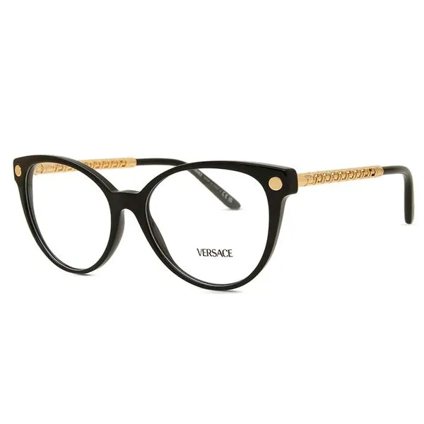 Armação de Óculos de Grau Feminina Versace Oval VE3353 Cor Preto