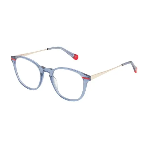 Armação de Óculos de Grau Dii Collection, modelo 5512, cor Azul Translúcido com Vermelho, tamanho 54