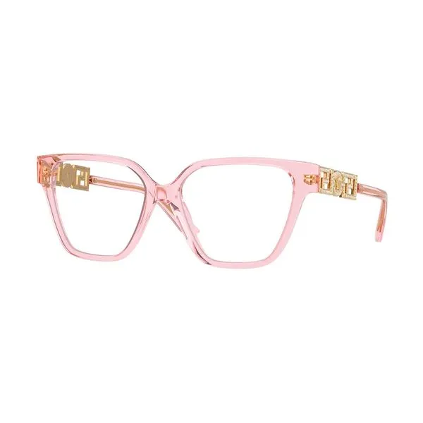 Armação de Óculos de Grau Feminina Versace Quadrado VE3358B Cor Rosa Transparente
