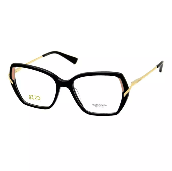 Armação de Óculos de Grau Ana Hickmann HI60038 Feminino Quadrado Acetato Preto