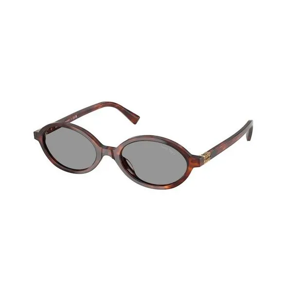 Óculos de Sol Feminino Miu Miu Oval MU 04ZS Cor Tartaruga Escuro