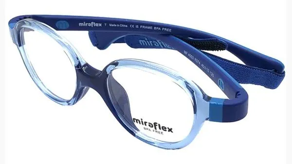Óculos de Grau Miraflex MF4003 Masculino Redondo Injetado Azul