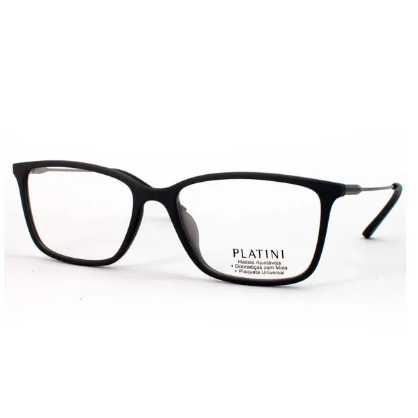 Armação de Óculos de Grau Masculino Platini Retangular P93193U Cor Cinza Escuro