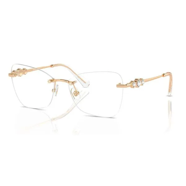 Armação de Óculos de Grau Feminina Swarovski Quadrado SK1014 Dourado Claro