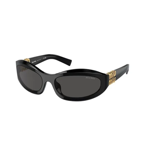 Óculos de Sol Feminino Miu Miu Oval MU 14ZS Cor Preto