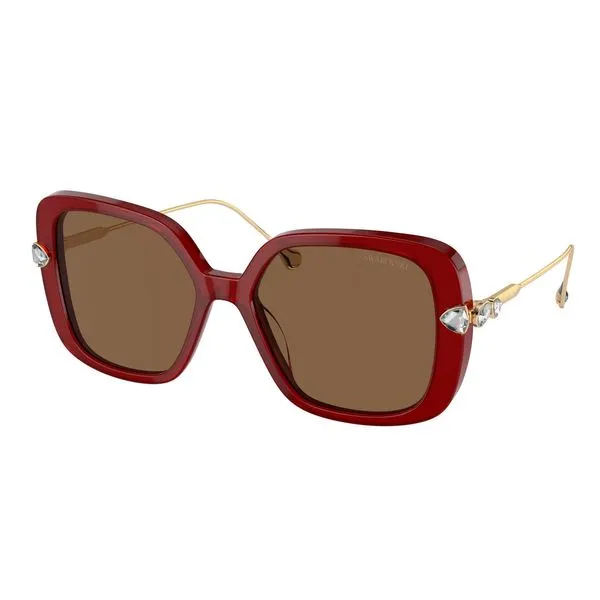 Óculos de Sol Feminino Swarovski Quadrado SK6011 Cor Vermelho