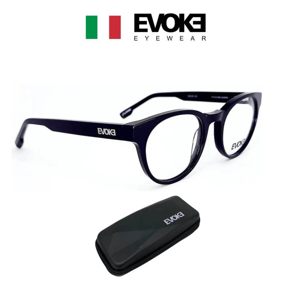 Armação de Óculos de Grau Evoke DX158 Unissex Redondo Acetato Preto