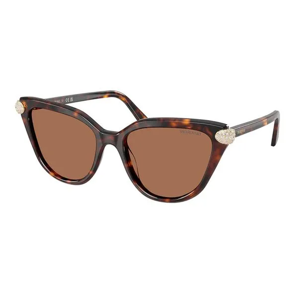Óculos de Sol Feminino Swarovski Gatinho SK6039 Cor Tartaruga