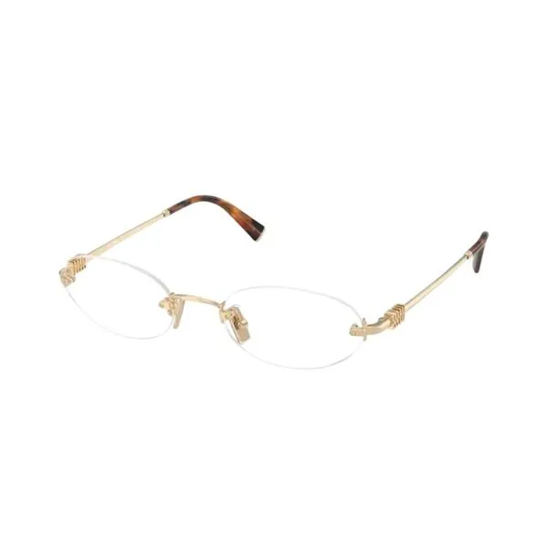 Armação de Óculos de Grau Feminina Miu Miu Oval MU 53WV Cor Dourado
