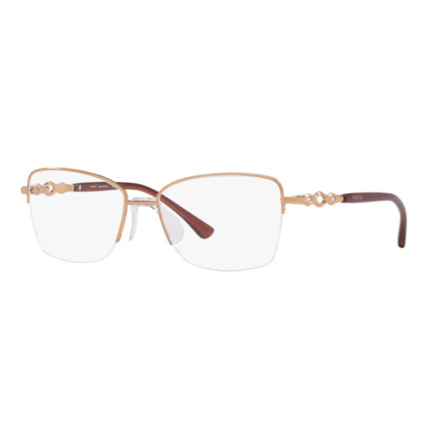 Armação de Óculos de Grau Platinum 9121 Feminino Borboleta Metal Dourado Rosê