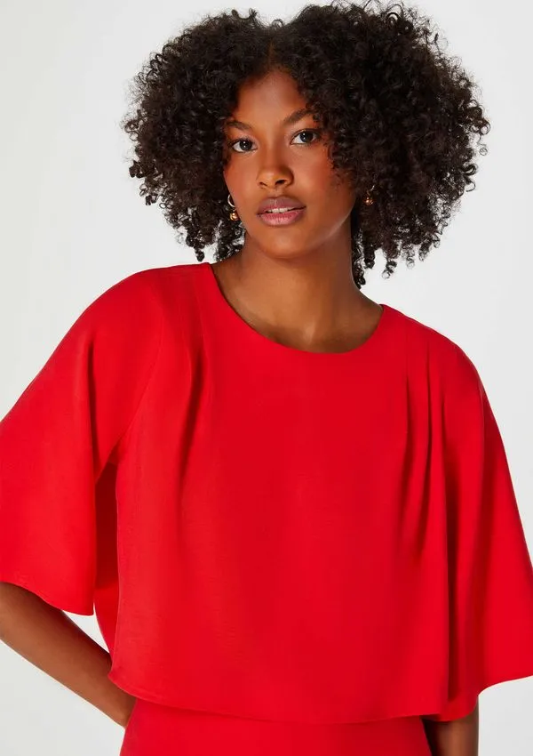 Blusa Feminina Assimétrica Manga 3/4 - Vermelho XG