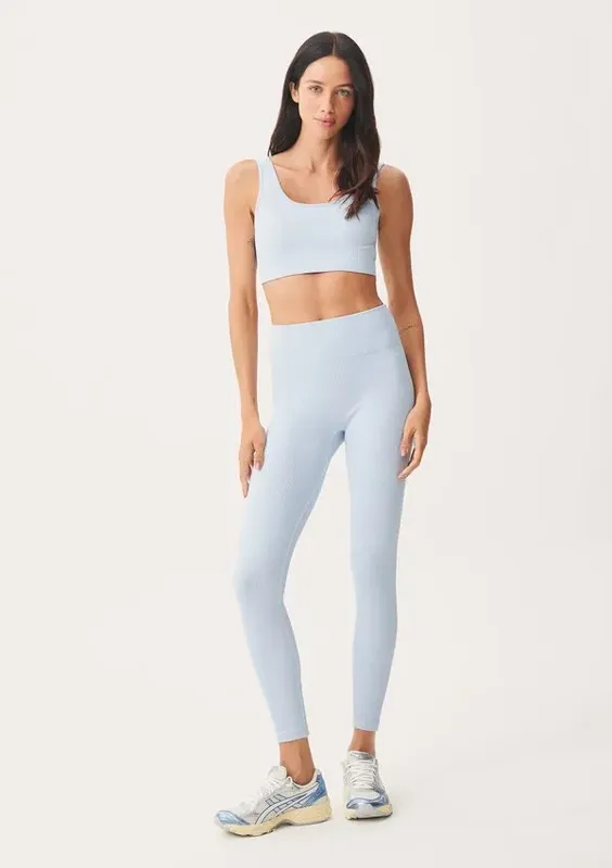 Calça Legging Feminina Canelada Sem Costura - Azul G