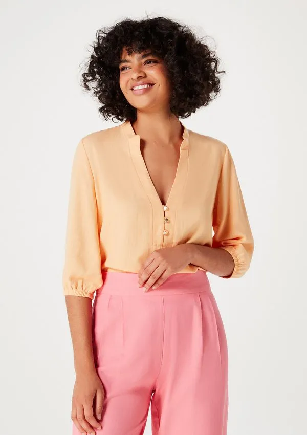 Blusa Feminina Reta Manga Bufante Flamê - Laranja XP