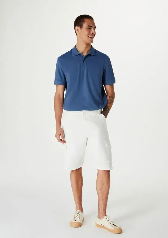 Bermuda Básica Masculina Cargo Em Sarja - Off white 052
