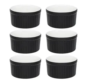 Jogo de 6 Ramequins 10x5 Cm 180 Ml Preto E Branco