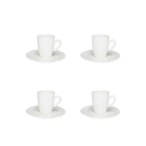 Jogo de 4 Xícaras de Cafezinho Expresso 75ml Com Pires Branco