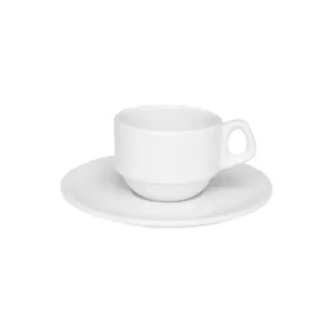 Xícara de Cafezinho com pires Empilhável 75ml Branca