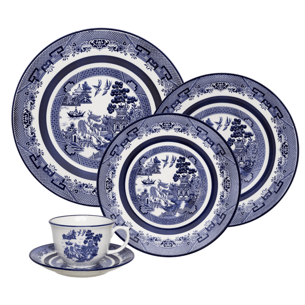 Aparelho de Jantar e Chá Oxford Blue Willow, 30 Peças, Porcelana - ST309409