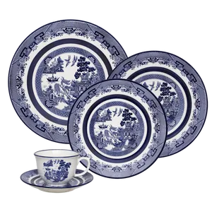 Aparelho de Jantar e Chá Oxford Blue Willow, 30 Peças, Porcelana - ST309409