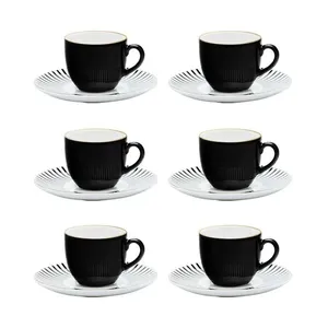 Jogo de 6 Xícaras Grandes 200 Ml Com Pires Coup Noir