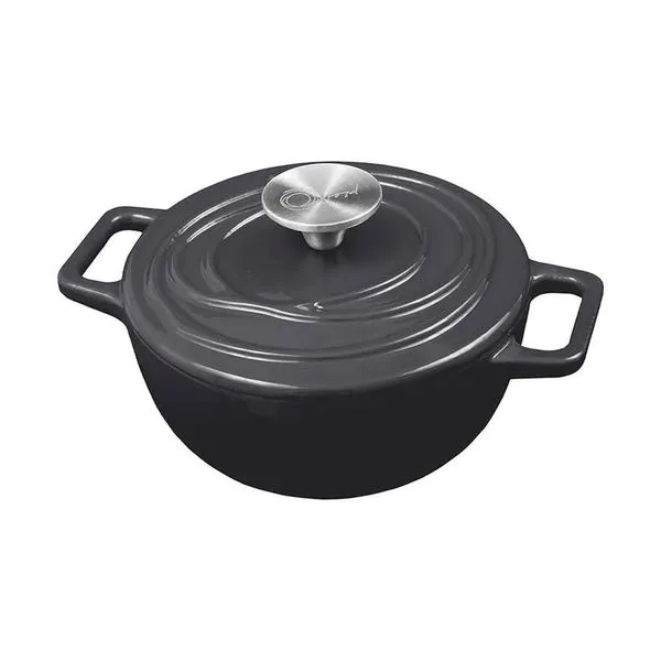Caçarola de Ferro Fundido Esmaltado Oxford Aroma Cinza 22cm Para Fogão Indução