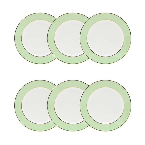 Jogo de 6 Pratos Sobremesa 22 Cm Flamingo Classic Verde