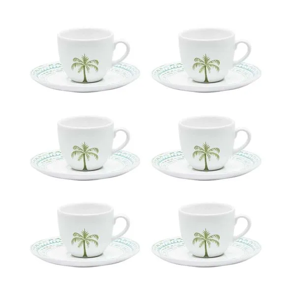 Jogo de 6 Xícaras Grandes 200 Ml Com Pires Coup Tropical